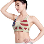 American Peace Flag Print Women's Sports Bra
