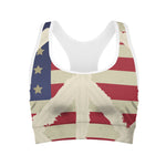 American Peace Flag Print Women's Sports Bra