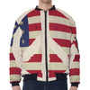 American Peace Flag Print Zip Sleeve Bomber Jacket