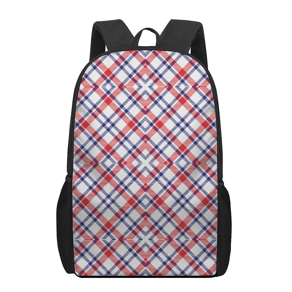 American Plaid Pattern Print 17 Inch Backpack