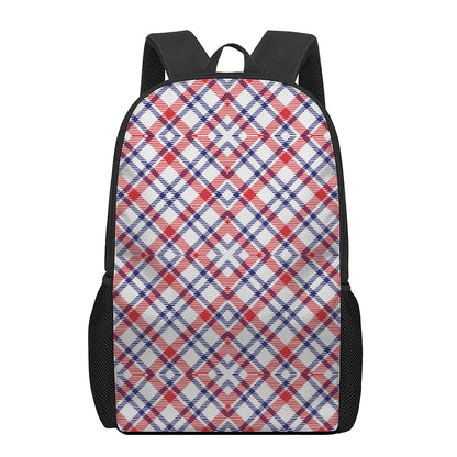 American Plaid Pattern Print 17 Inch Backpack