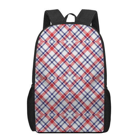 American Plaid Pattern Print 17 Inch Backpack
