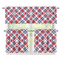 American Plaid Pattern Print 3 Piece Kitchen Curtains