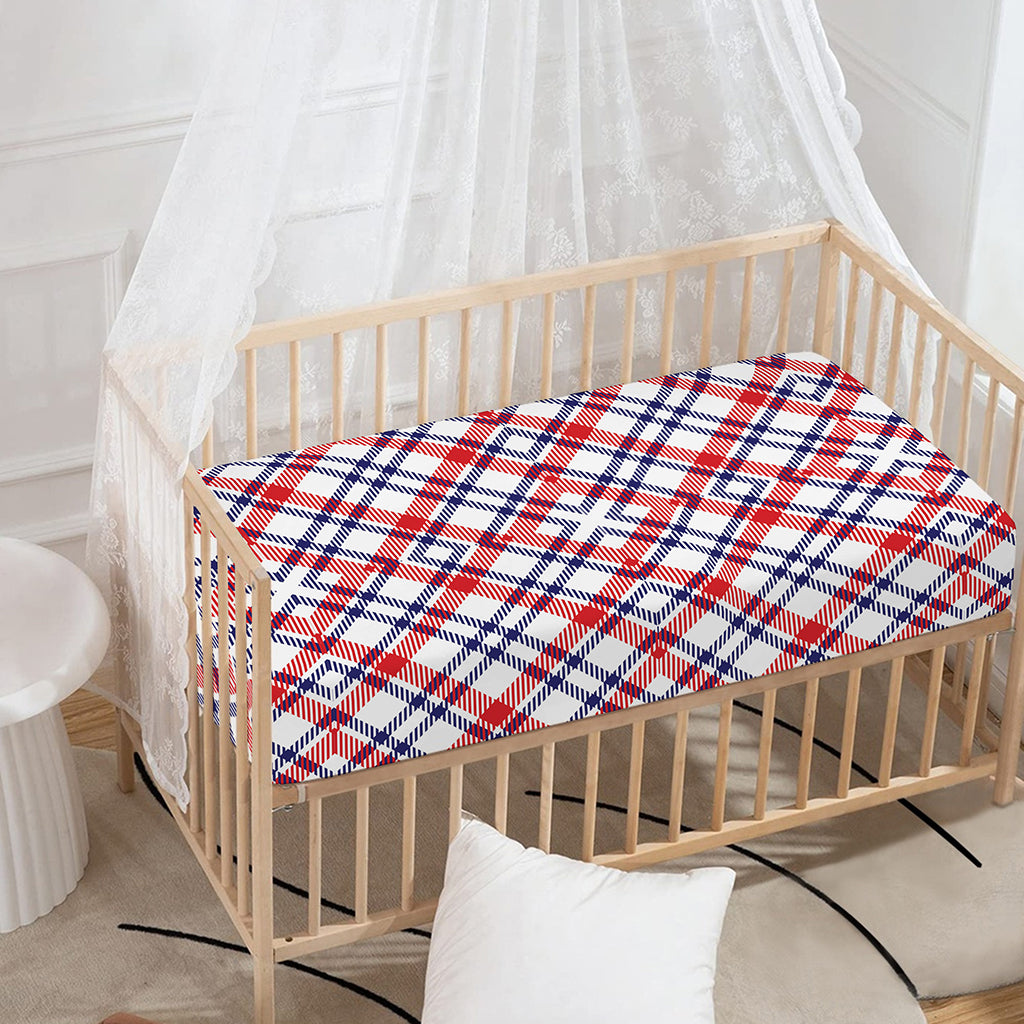 American Plaid Pattern Print Baby Crib Sheet