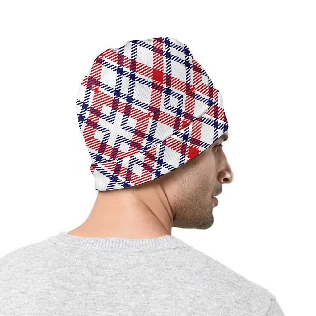 American Plaid Pattern Print Beanie