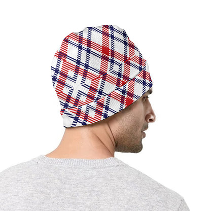 American Plaid Pattern Print Beanie