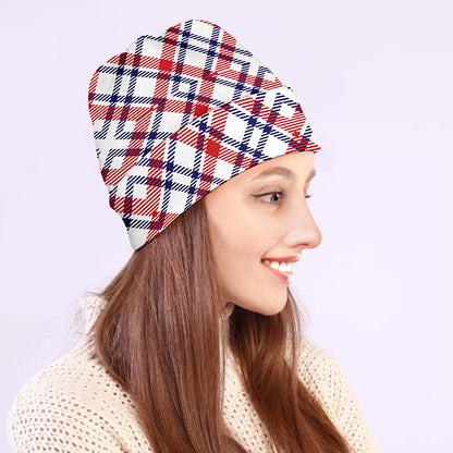 American Plaid Pattern Print Beanie