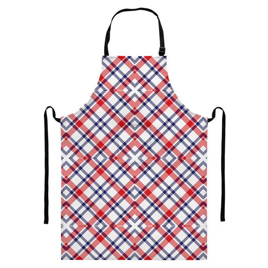 American Plaid Pattern Print Bib Apron With Pocket