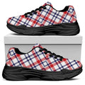 American Plaid Pattern Print Black Chunky Shoes