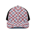 American Plaid Pattern Print Black Mesh Trucker Cap