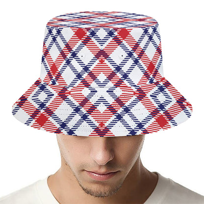 American Plaid Pattern Print Bucket Hat