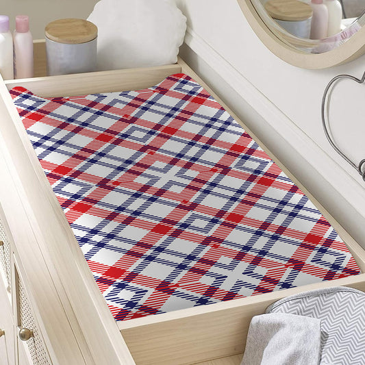 American Plaid Pattern Print Changing Pad Cover