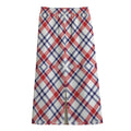 American Plaid Pattern Print Cotton Front Slit Maxi Skirt