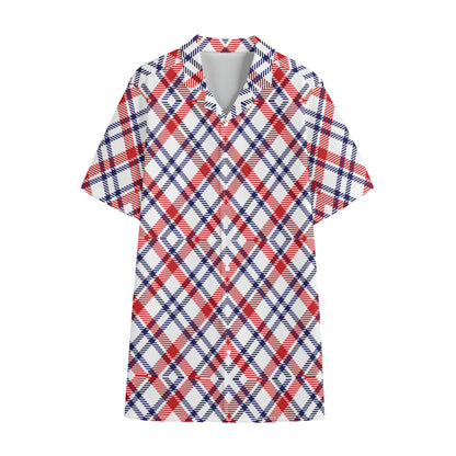 American Plaid Pattern Print Cotton Hawaiian Shirt