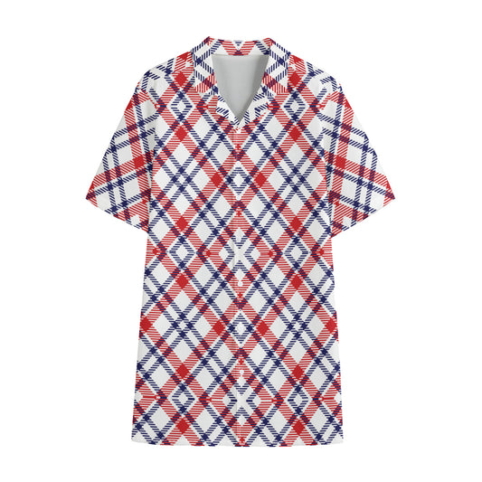 American Plaid Pattern Print Cotton Hawaiian Shirt