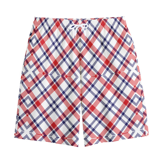 American Plaid Pattern Print Cotton Shorts