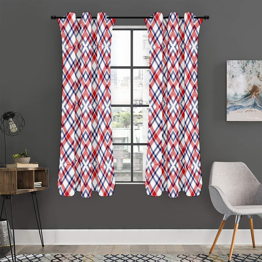 American Plaid Pattern Print Curtain