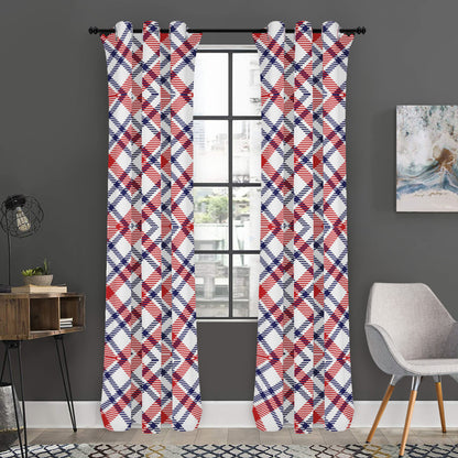 American Plaid Pattern Print Curtain