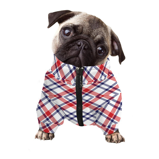 American Plaid Pattern Print Dog Zip Up Jacket