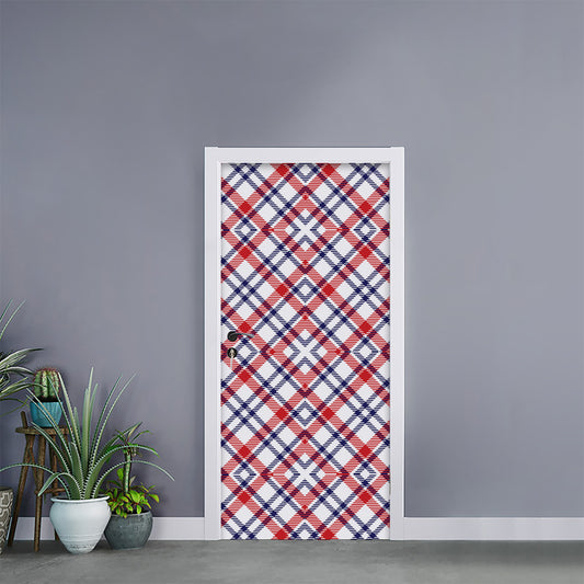 American Plaid Pattern Print Door Sticker