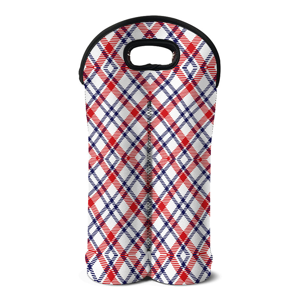 American Plaid Pattern Print Double Neoprene Wine Tote
