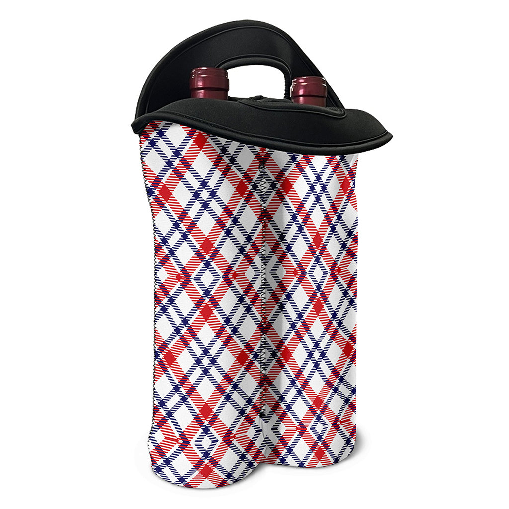 American Plaid Pattern Print Double Neoprene Wine Tote