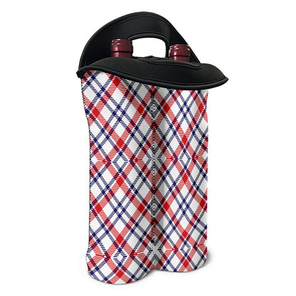 American Plaid Pattern Print Double Neoprene Wine Tote