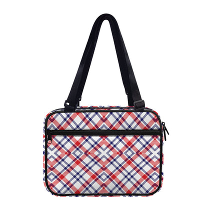 American Plaid Pattern Print Double Strap Bible Bag