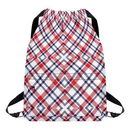 American Plaid Pattern Print Drawstring Backpack