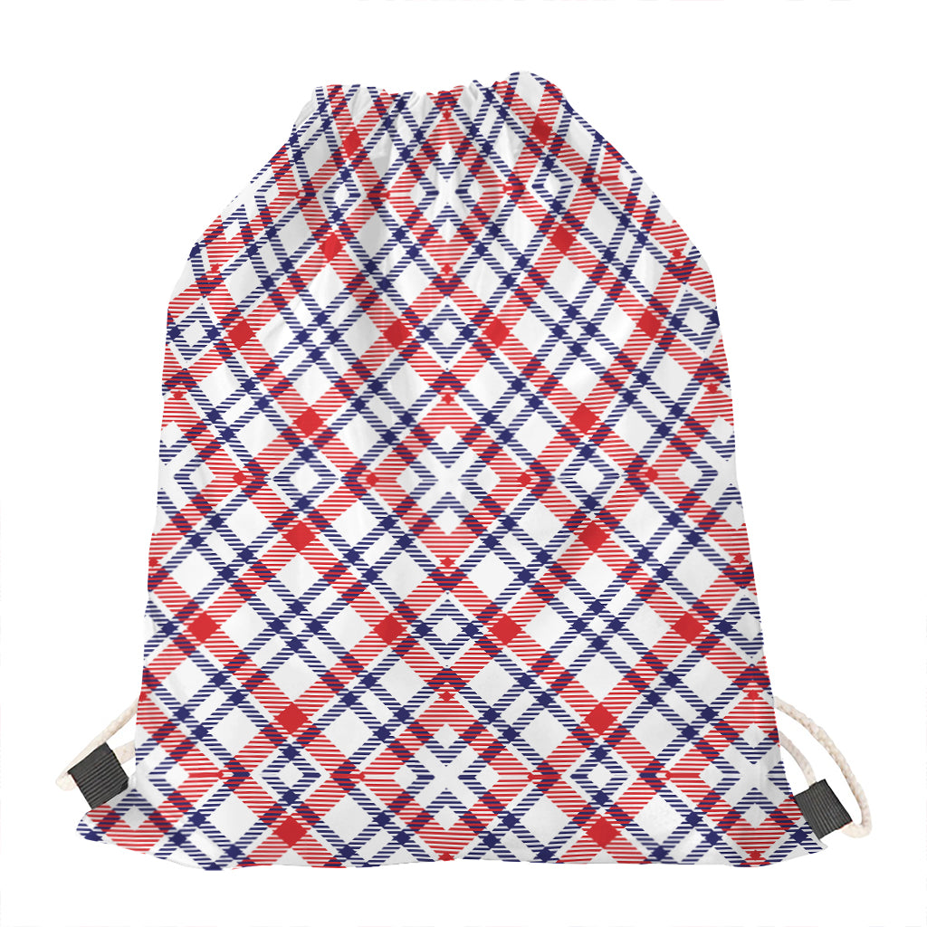 American Plaid Pattern Print Drawstring Bag
