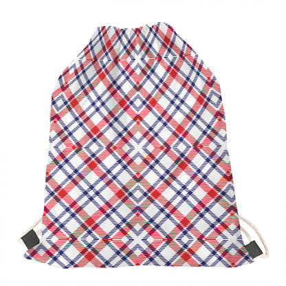 American Plaid Pattern Print Drawstring Bag