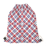 American Plaid Pattern Print Drawstring Bag