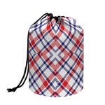 American Plaid Pattern Print Drawstring Makeup Bag