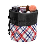 American Plaid Pattern Print Drawstring Makeup Bag