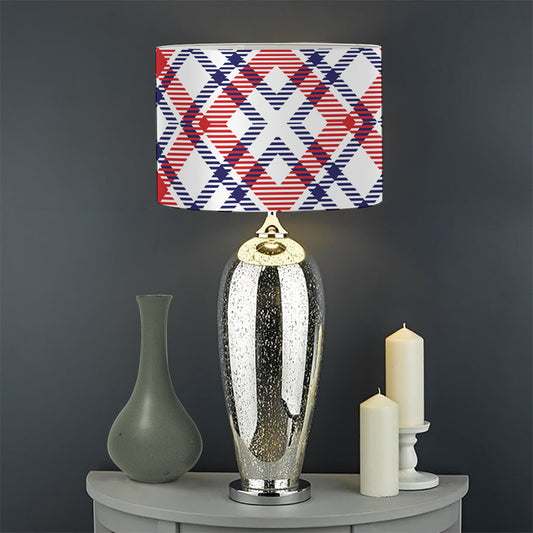 American Plaid Pattern Print Drum Lamp Shade