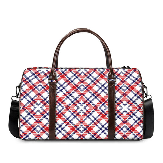 American Plaid Pattern Print Duffle Bag