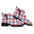 American Plaid Pattern Print Flat Ankle Boots