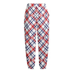 American Plaid Pattern Print Fleece Lined Knit Pants