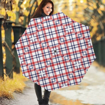 American Plaid Pattern Print Foldable Umbrella