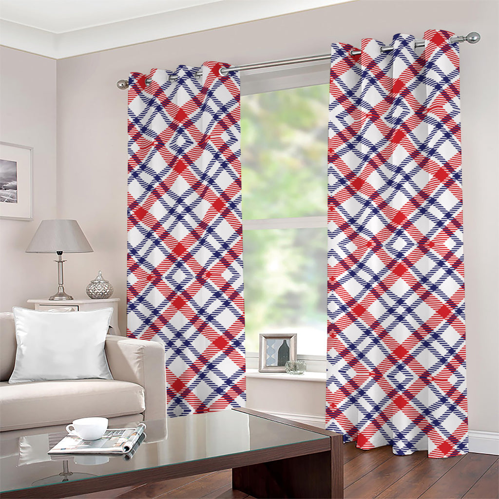 American Plaid Pattern Print Grommet Curtains