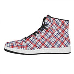 American Plaid Pattern Print High Top Leather Sneakers