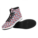 American Plaid Pattern Print High Top Leather Sneakers