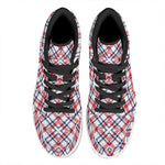 American Plaid Pattern Print High Top Leather Sneakers