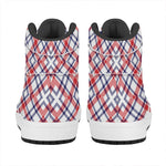 American Plaid Pattern Print High Top Leather Sneakers
