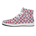 American Plaid Pattern Print High Top Leather Sneakers