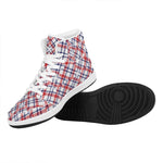 American Plaid Pattern Print High Top Leather Sneakers