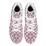 American Plaid Pattern Print High Top Leather Sneakers