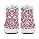 American Plaid Pattern Print High Top Leather Sneakers