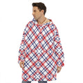 American Plaid Pattern Print Hoodie Blanket