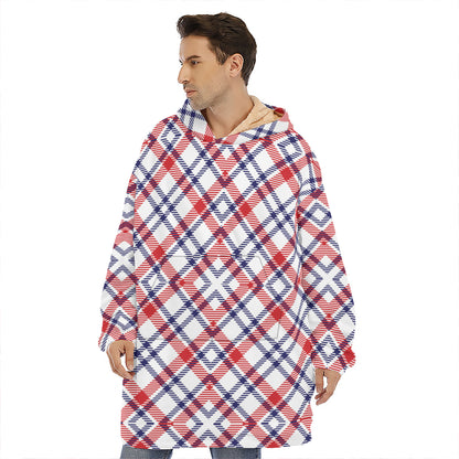American Plaid Pattern Print Hoodie Blanket